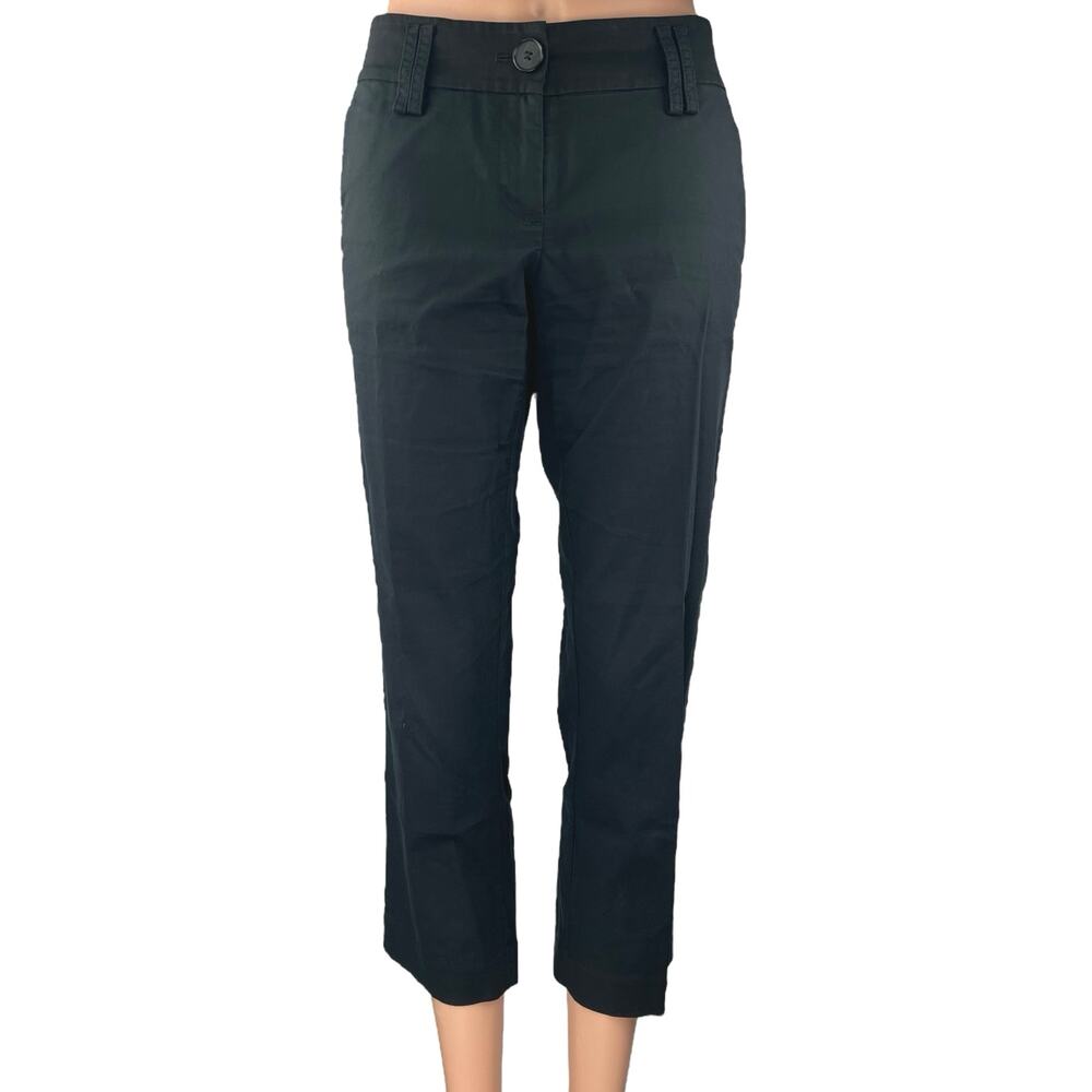 Ann Taylor LOFT Women's Black Mid Rise Straight Cropped Trouser Pants Size 4